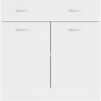 White Engineered Wood Drawer Bottom Cabinet, Modern Kitchen Storage with Smooth Lines, Space-Saving Pantry Solution, Freestanding Furniture for Dining Room