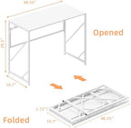 Elephance Folding Desk Writing Computer Desk for Home Office No-Assembly | Study Office Desk,Foldable Table for Small Spaces,39.4 Inch,White