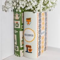 Steel Mill & Co Original Book-Shaped Decorative Vase, Ceramic Vases for Home Decor, Cute Kitchen Decor, Unique Vase (Vintage Floral Stripe)