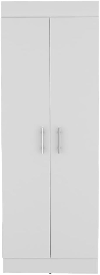 23.6" D*11.9" W*66.8" H Freestanding Kitchen Pantry with 4 Shelves, Double Door, Rectangular Storage Cabinet, Modern Minimalist, for Living Room, Dining Room, White