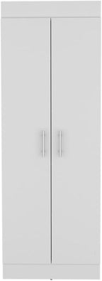 Modern Kitchen Pantry, Storage Cabinet with 2 Doors, White, Engineered Wood, for Dining Room, Easy to Clean