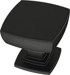 Franklin Brass – Square Matte Black Cabinet Knobs for Dressers, Drawers, Kitchen Cabinet Door, Vanity, Furniture, Closet Knobs, 1-1/8 Inch | Parow | 10 Count (Pack of 6)