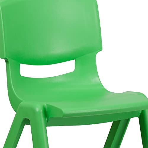 Flash Furniture Whitney 2 Pack Green Plastic Stackable School Chair with 15.5" Seat Height
