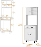 66" Tall Kitchen Pantry Cabinet with Storage,Wooden Cupboard Credenza Bufffet Cabinet with Open Shelves,Microwave Stand,4 Doors and Drawer,for Living Room,Dining Room,White