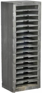 MyGift 16 Slot Cassette Tapes Tower, Vintage Gray Solid Wood Freestanding Audio Compact Cassettes Slotted Storage Rack, Analog Audiotapes Holder Stand, Fits Standard Cases Up to 0.7" Thick