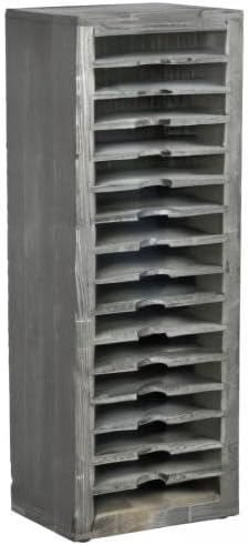 MyGift 16 Slot Cassette Tapes Tower, Vintage Gray Solid Wood Freestanding Audio Compact Cassettes Slotted Storage Rack, Analog Audiotapes Holder Stand, Fits Standard Cases Up to 0.7" Thick