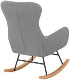 Teddy Rocking Chair, Upholstered Glider Nursery Rocker with Footrest, High Back Adult Relaxation Chair for Living Room Bedroom, Grey