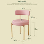 Desk Chair No Wheels Vanity Chair Comfy Accent Chairs for Living Dining Room Bedroom Home Office Mid Century Modern Upholstered Armless with Metal Legs (Gold Frame+Pink, 1)