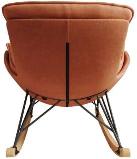 Single Rocking Chair with Ottoman for Adult, Light Luxury Accent Armchair for Balcony Lounge, Breathable Lounge Sofa with Removable Washable Cushion, Brown