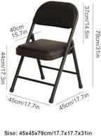 Indoor Outdoor Stackable Metal Foldable Chair with Padded Seat and Backrest Household Portable Folding(White Gray)