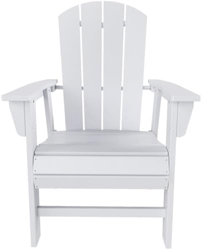 Costaelm Fire Pit Chairs, Outdoor Chair HDPE Adirondack Chair, Modern Patio Porch Chair, Front Porch Backyard Deck Outside Chairs, White