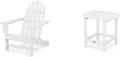 Polywood Classic Adirondack Chair & South Beach 18" Side Table Bundle, White
