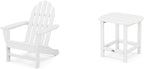 Polywood Classic Adirondack Chair & South Beach 18" Side Table Bundle, White