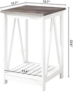 Farmhouse Coffee Table and End Table Set, Oak Grey Wooden Living Room Furniture with Slats Base, Oak Grey