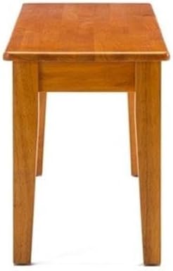 BOWERY HILL 44" Solid Rubberwood Dining Bench, Oak Finish, 18" Seat Height, Farmhouse Shaker Style, Durable Eco-Friendly Design, Entryway, Mudroom or Dining Room Seating