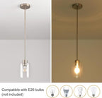 Brushed Nickel Pendant Lights Kitchen Island - Clear Glass Pendant Light Fixture Multiple Stems Rods 3 Units 12 Inch 3 Units 4 Inch (3 Pack Brushed Nickel)