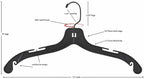 NAHANCO 2505HU Middle Heavy Weight Plastic Shirt Hanger, 17", Black with Chrome Hook (Pack of 50), Made in USA