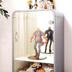 PaletteLife Figurine-Case 4 Tiers Collection-Case Mirror-Backboard Woodgrain Purple BLT-612PP