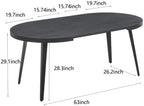 Extendable Black Table - Multifunctional Dining Desk, Office Workstation & Modern Coffee Table with Metal Legs, Adjustable 3-Size Conference Table for Home Kitchen Living Room