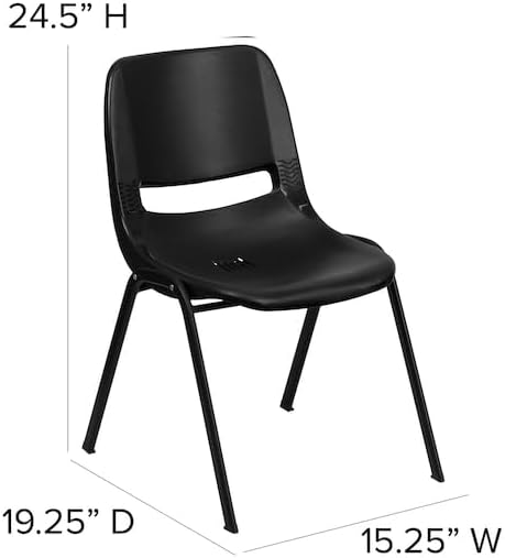 Flash Furniture HERCULES Series 440 lb. Capacity Kid's Black Ergonomic Shell Stack Chair with Black Frame and 14" Seat Height