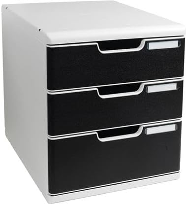 Exacompta Modulo A4 Office, 3 Closed Drawers - Light Grey/Black
