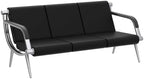 Kinfant Waiting Room Chair- Office Reception Furniture with Armrest and PU Leather Cushion, Office Guest Chair for Waiting Room Airport Hospital Bank Lobby, Black (Black, 3-seat)