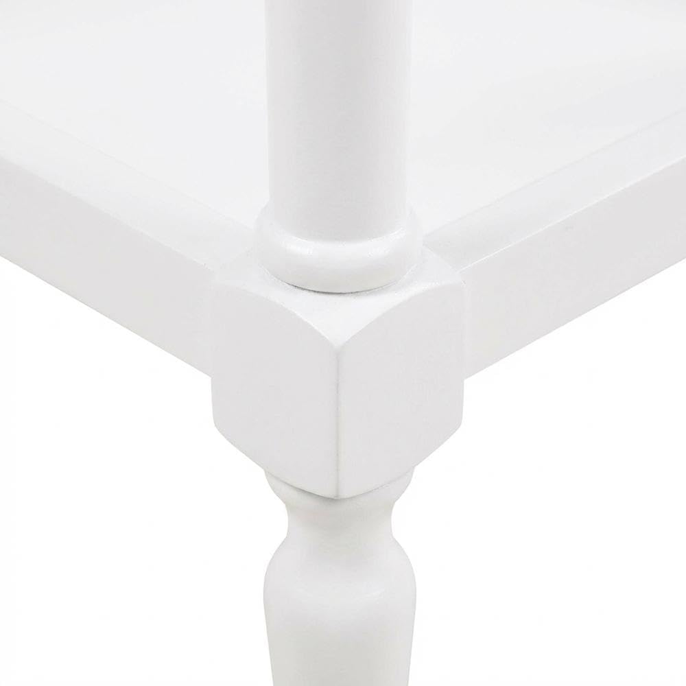 White 1 Drawer Accent Table with Shelf, Traditional Transitional Style, Durable Wood Construction, Elegant Home or Office Decor