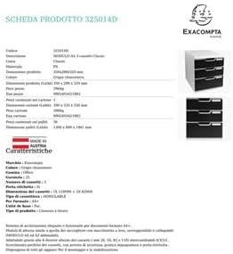 Exacompta Modulo A4 Office, 3 Closed Drawers - Light Grey/Black