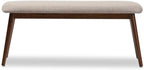 Baxton Studio Flora Mid-Century Modern Light Grey Fabric and Oak Medium Brown Finishing Wood Dining Bench