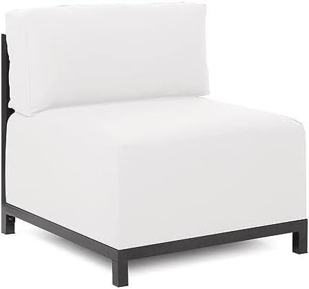 Howard Elliott Axis Patio Ottoman with Cover, Upholstered Footstoll Coffee Table Ottoman Bench, Seating Futniture for Both Indoor & Outdoor Home and Office, Titanium Frame, Seascape Natural