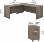 Bush Business Furniture Studio C 72W x 30D L Shaped Desk with Mobile File Cabinet and 42W Return in Modern Hickory