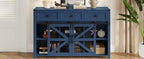 Virubi 55 in Sideboard Buffet Cabinet with Storage,Sliding Barn Doors,3 Drawers and Shelves,Farmhouse Coffee Bar Cabinet for Living Room,Hallway,Entryway,Navy Blue