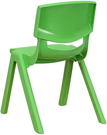 Flash Furniture 4 Pack Green Plastic Stackable School Chair with 12'' Seat Height