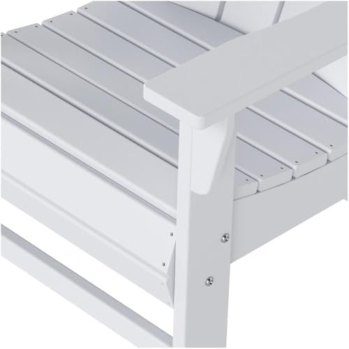 Costaelm Fire Pit Chairs, Outdoor Chair HDPE Adirondack Chair, Modern Patio Porch Chair, Front Porch Backyard Deck Outside Chairs, White