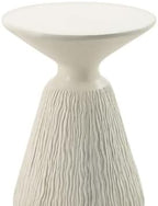 ø16'' Faux Concrete Cement Round Side Table End Table for Living Room, Modern Contemporary Minimalist White Finish Style, Fiber Concrete Material, No Assembly, White