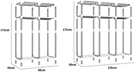 Wardrobe Organiser Large Capacity Hanging Storage Peach Skin Easy to Assemble Space Saving Adjustable Waterproof, Dustproof, Stainproof (Size : 125x50x172cm C)