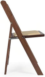 Wooden Folding Chairs with Cushion, Stackable Commercial Seats, Chairs for Weddings, Banquets, and Events, Set of 4, Classic Fruitwood
