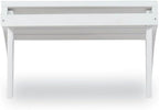 Outdoor Ottoman, Solid Wood and Acacia, White Finish, 21.6" W x 21.06" D x 13.7" H, Sturdy Transitional Patio Footrest, Ideal for Adirondack Chair or Outdoor Furniture Use