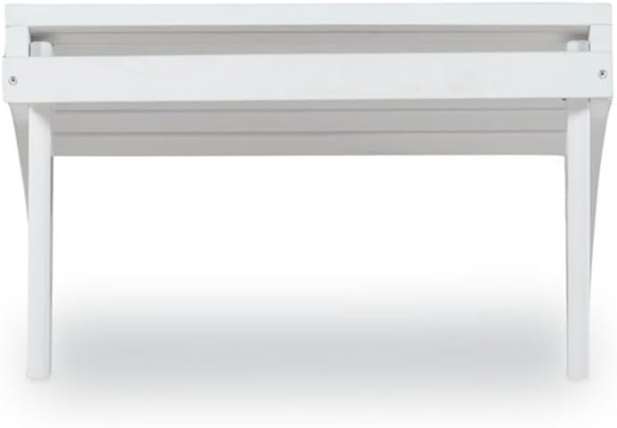 Outdoor Ottoman, Solid Wood and Acacia, White Finish, 21.6" W x 21.06" D x 13.7" H, Sturdy Transitional Patio Footrest, Ideal for Adirondack Chair or Outdoor Furniture Use
