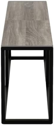 VINGLI 47.2 Inch Indoor Outdoor Bench, Charcoal Gray Dining & Patio Bench with Heavy Duty Metal Frame, Backless Seating Bench for Dining Room, Garden, Porch, Balcony & Entryway