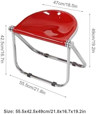 Acrylic Folding Stool Transparent Ergonomic Chair Stackable Dining Metal Frame for Balcony Dining Room(Red)