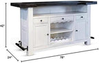 Pemberly Row 78" Farmhouse Wood Bar Unit with Foot Rail, Adjustable Shelves, Removable Wine Rack, Stemware Storage, in Espresso Finish