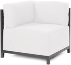 Howard Elliott Axis Patio Ottoman with Cover, Upholstered Footstoll Coffee Table Ottoman Bench, Seating Futniture for Both Indoor & Outdoor Home and Office, Titanium Frame, Seascape Natural