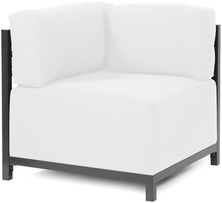 Howard Elliott Axis Patio Ottoman with Cover, Upholstered Footstoll Coffee Table Ottoman Bench, Seating Futniture for Both Indoor & Outdoor Home and Office, Titanium Frame, Seascape Natural