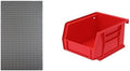 Akro-Mils 30161: Wall Mount Storage Panel, 36x61, Grey & 30210 AkroBins, 5x4x3, Red, 24-Pack