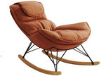 Single Rocking Chair with Ottoman for Adult, Light Luxury Accent Armchair for Balcony Lounge, Breathable Lounge Sofa with Removable Washable Cushion, Brown
