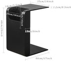 C-Shaped Sofa Side Table with Storage - Narrow End Table for Living Room & Bedroom, Multi-Functional Snack & Laptop Desk, Stylish Walnut Finish (35x44x60cm)