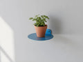 Modern Wall Mounted Plant Shelf, Blue Metal Circular Floating Shelf, Small Hanging Planter Holder for Indoor Plants, Succulents, Herbs, Living Room Bedroom Bathroom Decor