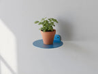 Modern Wall Mounted Plant Shelf, Blue Metal Circular Floating Shelf, Small Hanging Planter Holder for Indoor Plants, Succulents, Herbs, Living Room Bedroom Bathroom Decor