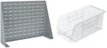 Akro-Mils 28"x8"x20" Steel Louvered Panel Work Bench Storage Rack with 12-Pack of 11 x5 x5 AkroBins Stackable Plastic Storage Bins (Clear), Organization Bundle for Garage, Workshop, Classroom